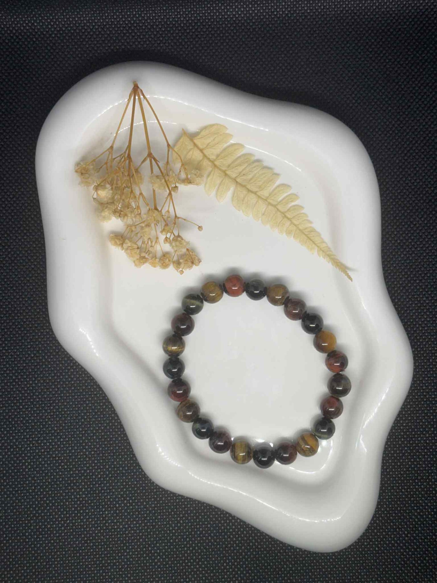 Bracelet Œil de Tigre, Œil de Taureau & Œil de Faucon – Force, Courage & Protection