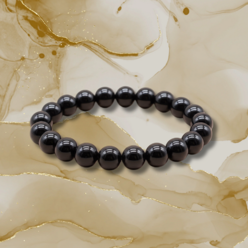 Bracelet en Obsidienne Noire Dorée